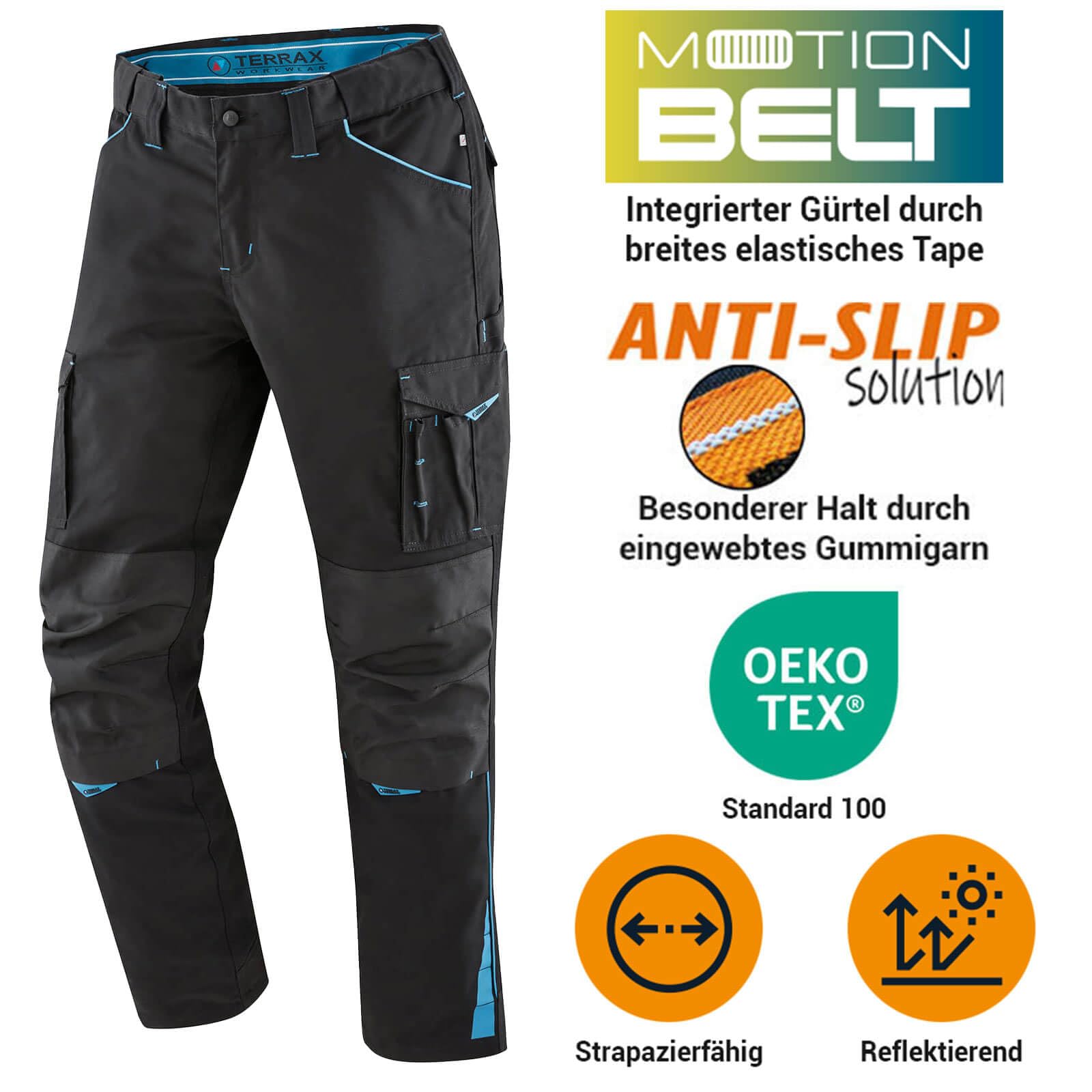 Terrax Workwear Herren Arbeitshose in sportlicher Form - Bundhose für die Arbeit mit reflektierenden Details