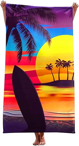 Toalla de playa súper ligera con patrón colorido, toalla de baño a prueba de arena, manta multiusos toalla de playa de microfibra a elección (E,