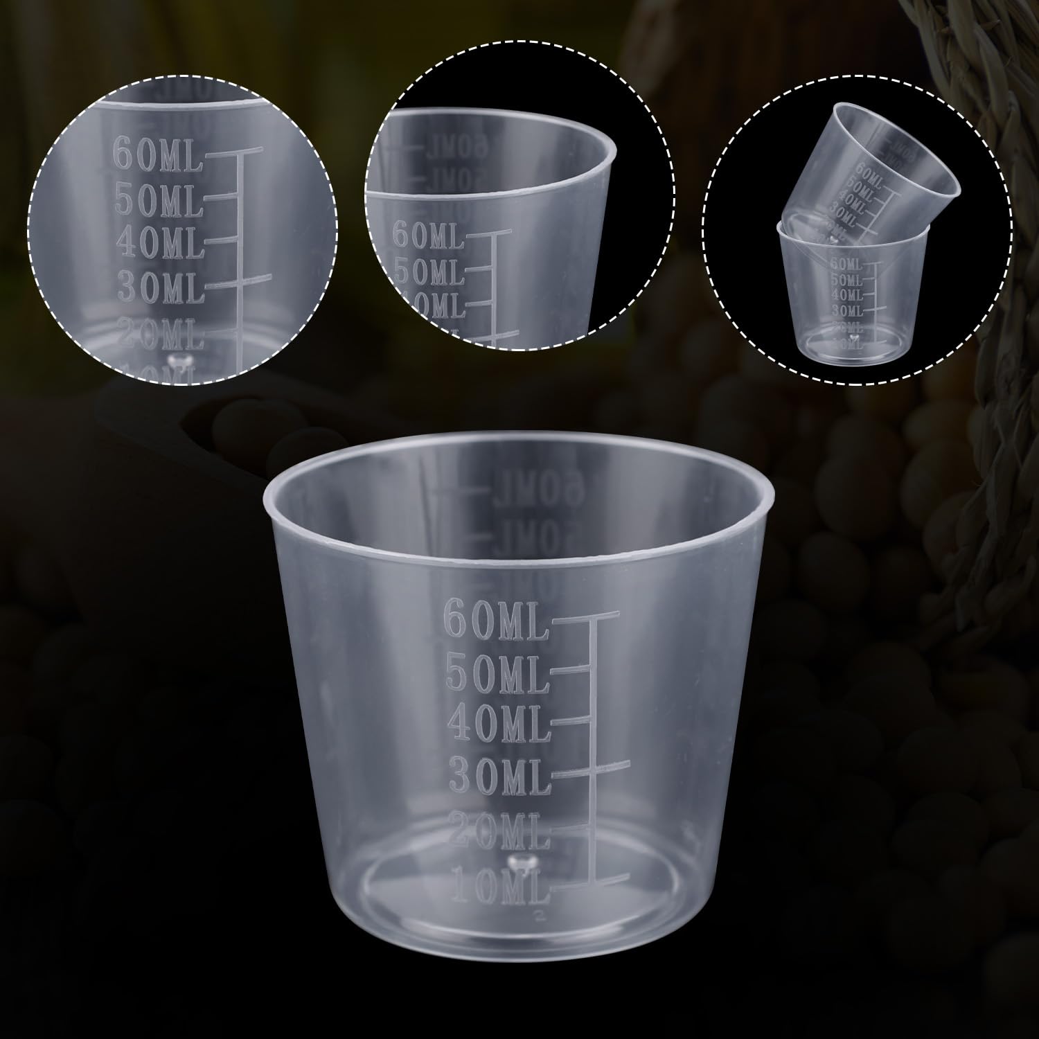 3pcs Rice Measuring Cups, 60ml Transparent Plastic Small Laundry Graduated Cup for Rice Cooker Replacement for Measuring Dry and Liquid Ingredients Kitchen Gadgets Tool - Image 3