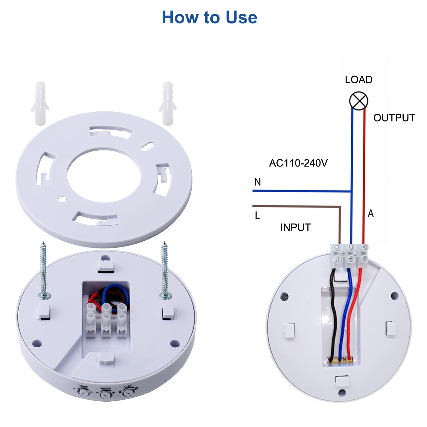 Greluma 1PC Sensor de ocupación de Montaje en Techo,Interruptor de Sensor de Movimiento PIR de 220-240V,Interruptor de luz Detector de Movimiento de Alta sensibilidad,Rango de detección de 6 m a 360°