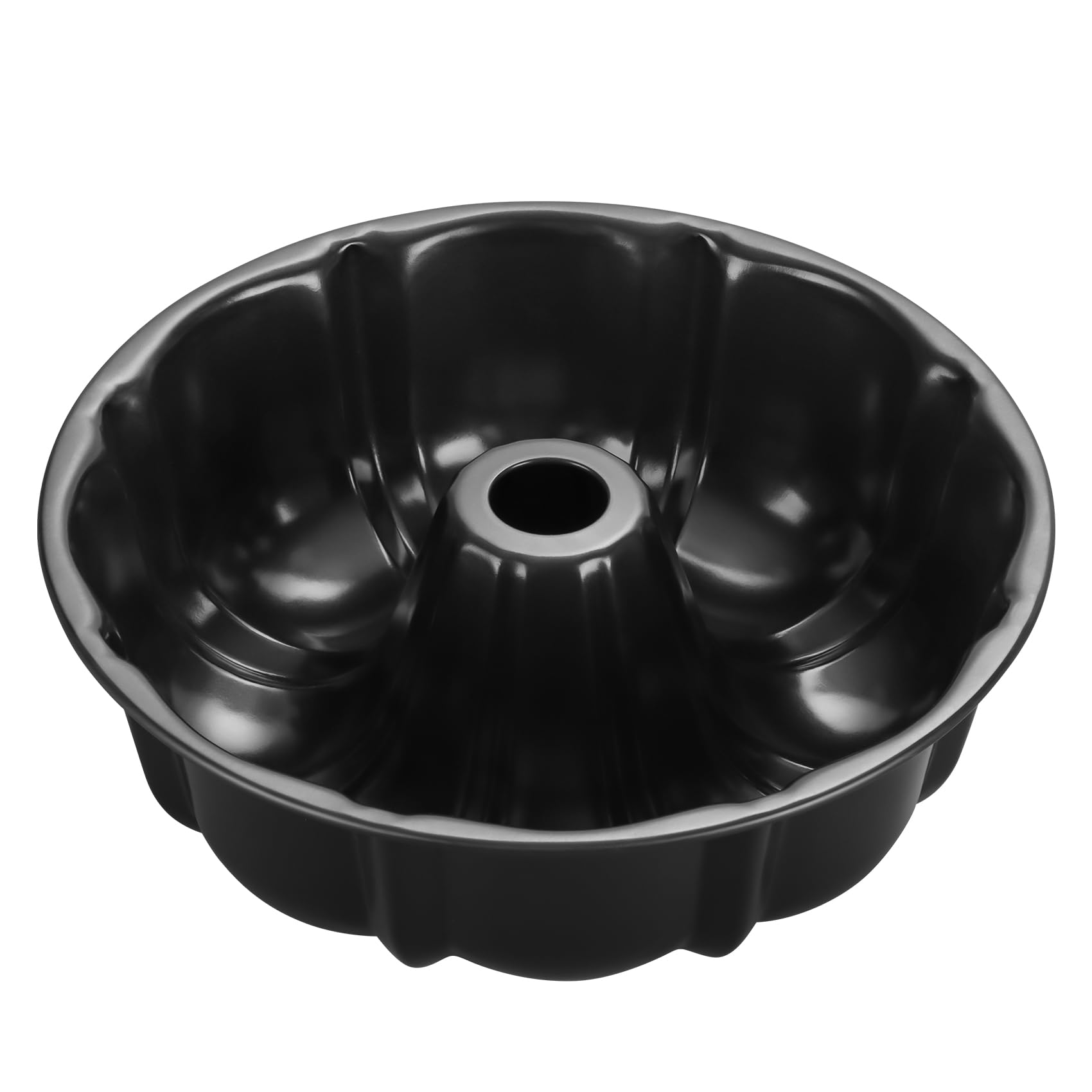 Homikit Non-Stick Fluted Cake Tin, 10 Inch Carbon Steel Ring Cake Pan Round Baking Mould, Non-Toxic & Sturdy, Leak-Proof & Easy Release, Easy Clean - Black