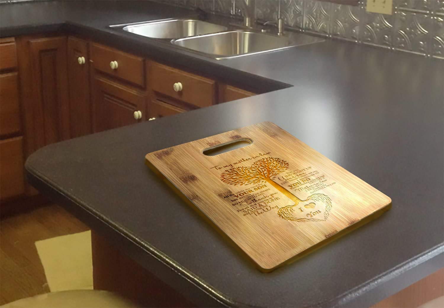 To My Mother in Law Tree Heart Sweet Sayings Birthday, Mother's Day, Laser Engraved Bamboo Cutting Board - Wedding, Housewarming, Anniversary, Birthday, Father's Day, Gift For Him, For Her, For Boys