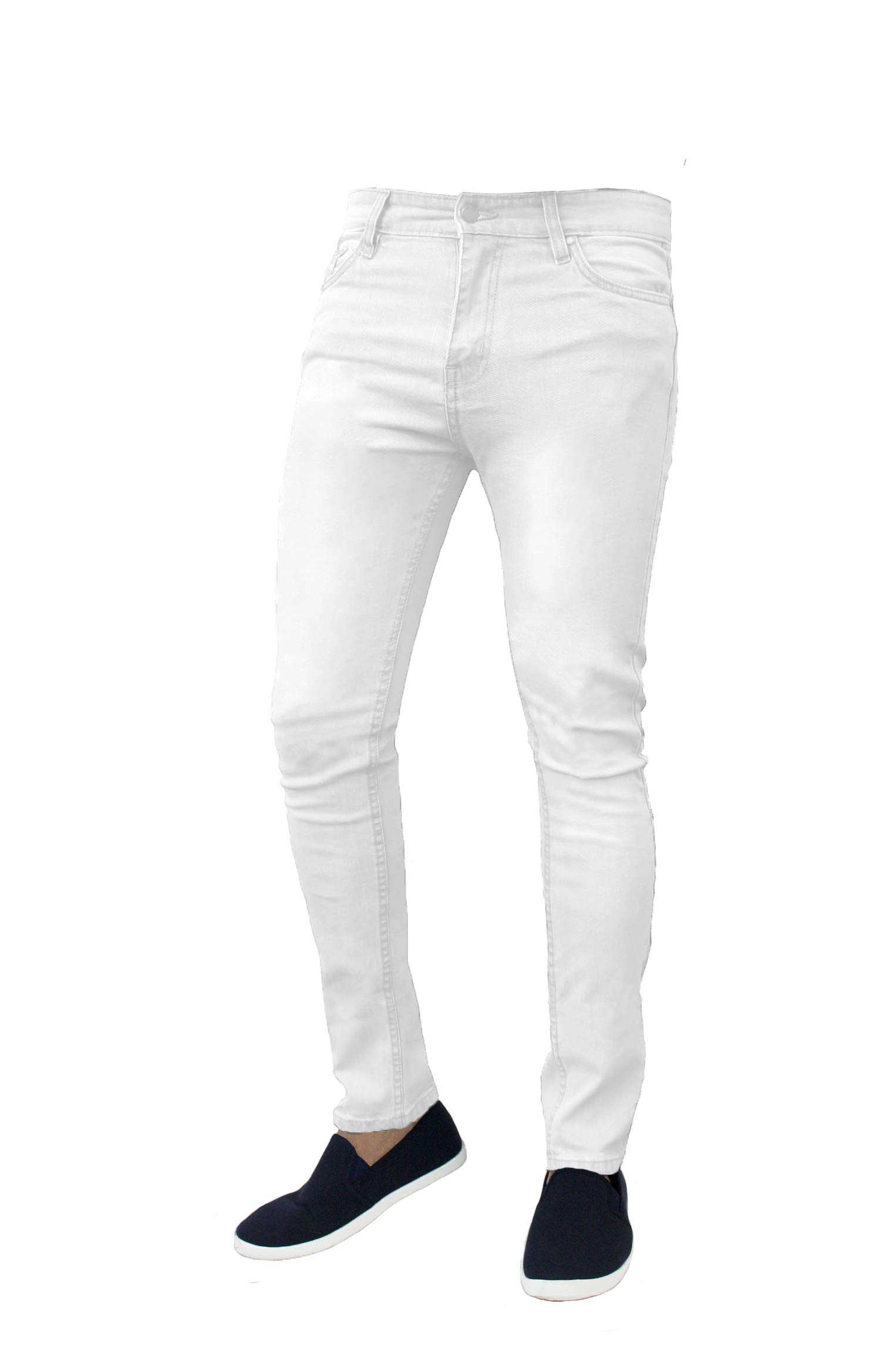 Mad Ink Mens Denim Super Stretch Skinny Slim FIT Jeans All Waist & Leg Sizes (34W X 30L, White)