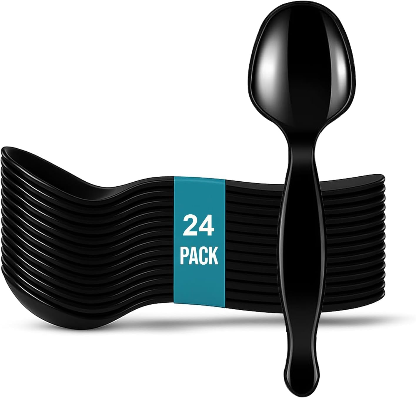 24 Pack Black Plastic Serving...