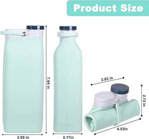 Miniatura 2 de PNEUICALLY Botella de agua plegable, reutilizable, plegable, sin BPA, botella de agua deportiva portátil a prueba de fugas para correr, viajar,