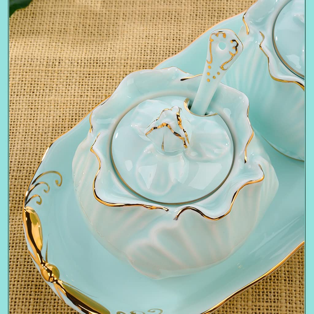 Kit Barattolo di Condimento Nuovo Set di vasetti di condimento in Ceramica Cinese Scatola di condimento in Porcellana Celadon Barattolo di Sale Barattolo di Zucchero Cucina Set Barattolo di Spezie