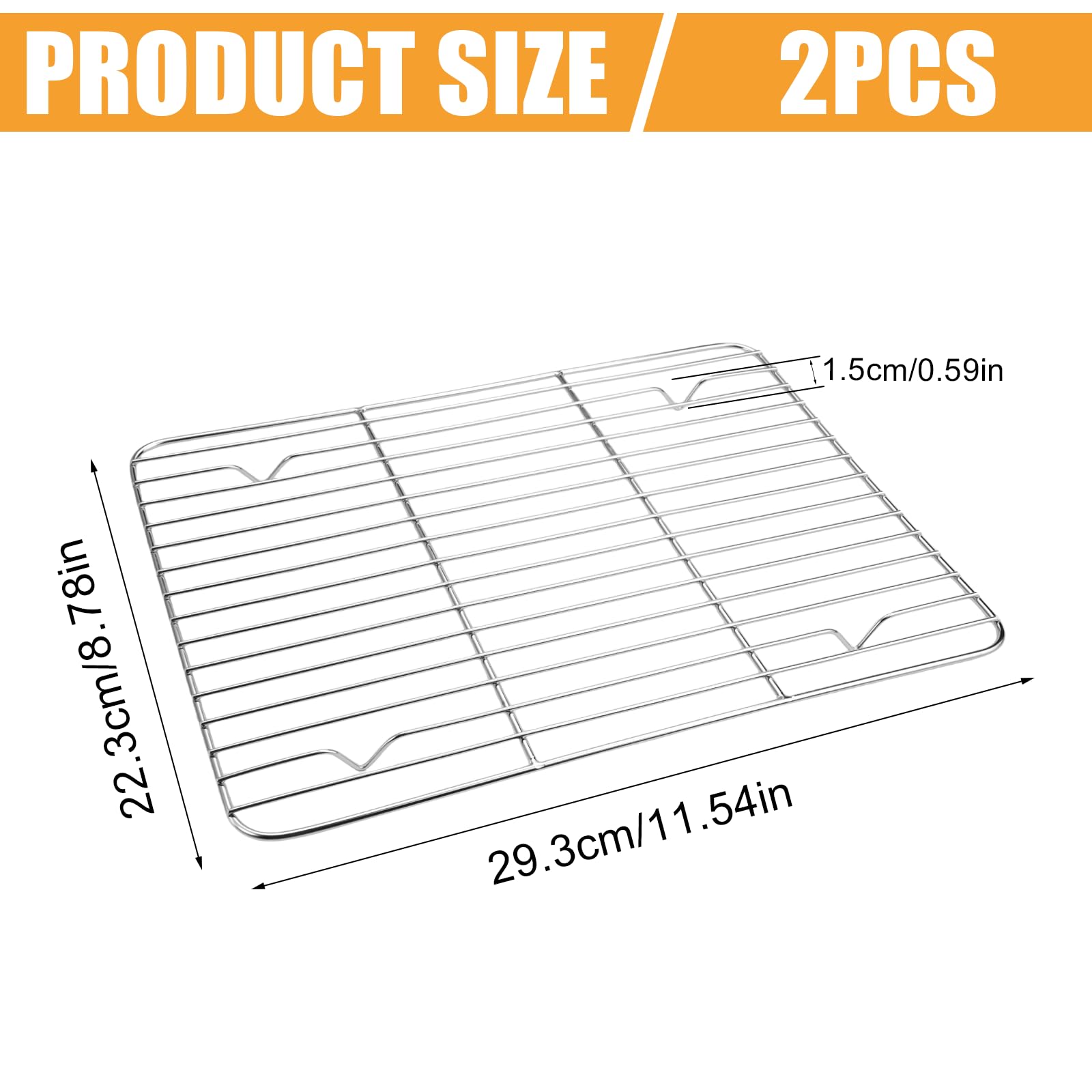 Grille de Refroidissement Rectangulaire en Acier Inoxydable 29.3x22.3x1.5 cm pour Gâteaux, Biscuits et Pain