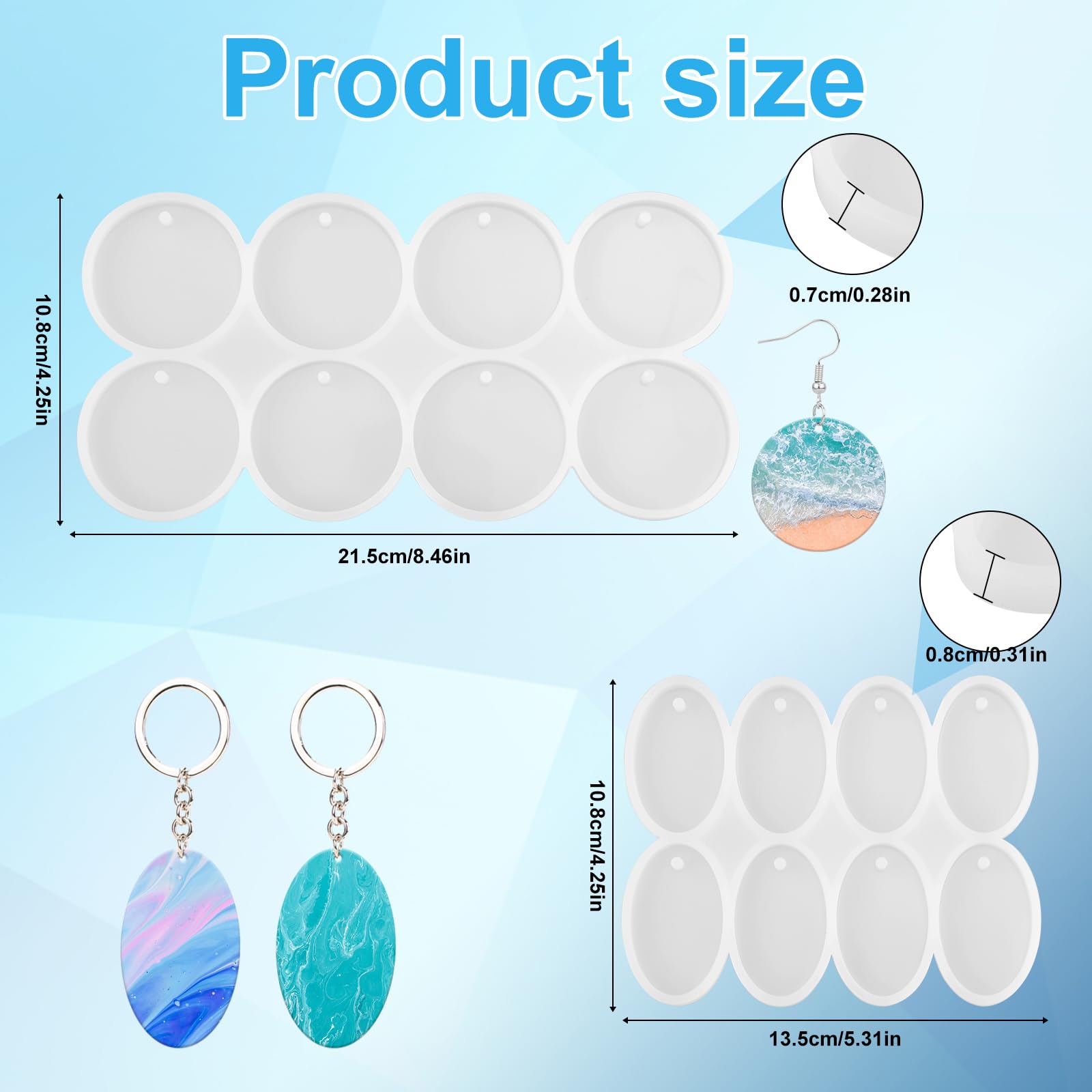 Silikonform Mit 36 Mulden Für Schmuck – Runde & Ovale Formen Mit Loch Für Harzguss, DIY-Ohrringe & Anhänger