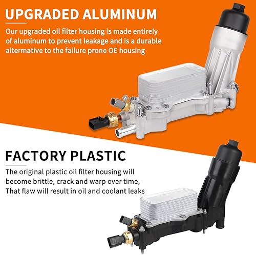 Miniatura 8 de 926-959 - Enfriador de aceite de motor de aluminio actualizado y carcasa de filtro de aceite con sensor y juntas 926-876 68105583AF apto para