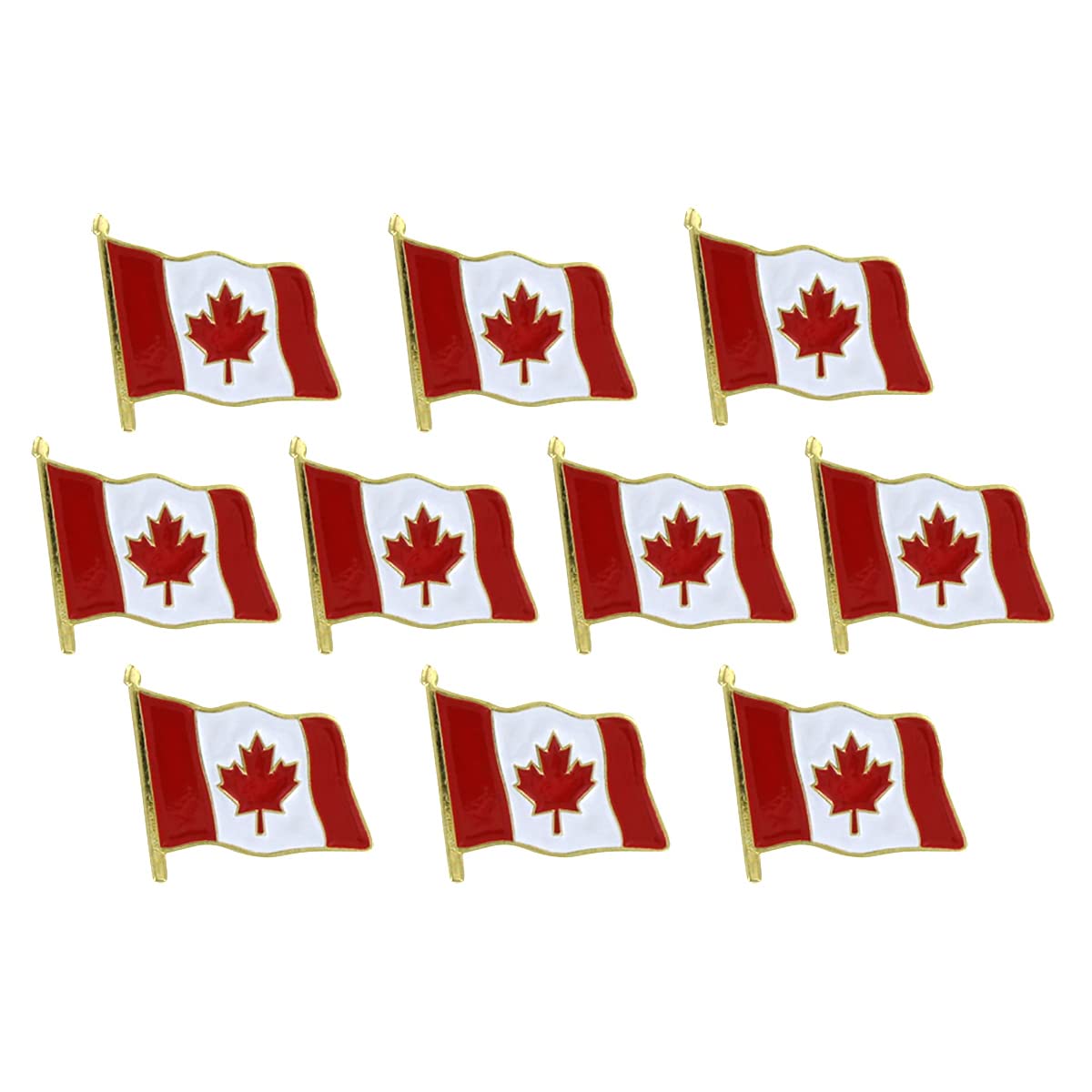 Super ToughWaving Canada Flag Lapel Pin - 10 Pack - 3/4" x 3/4"