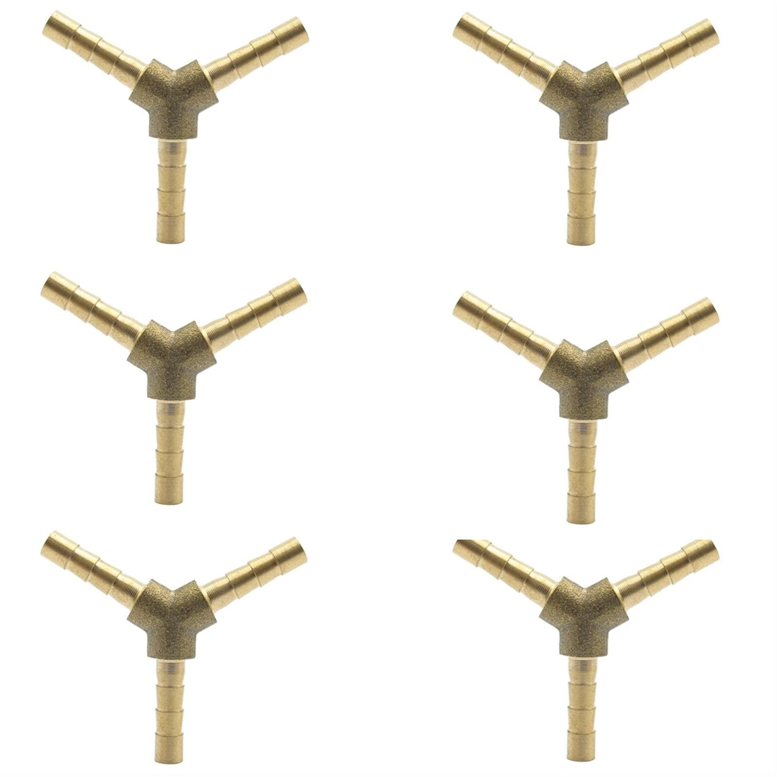 Conector Y de latón de 5mm para mangueras de agua y gas en pack de 6 unidades