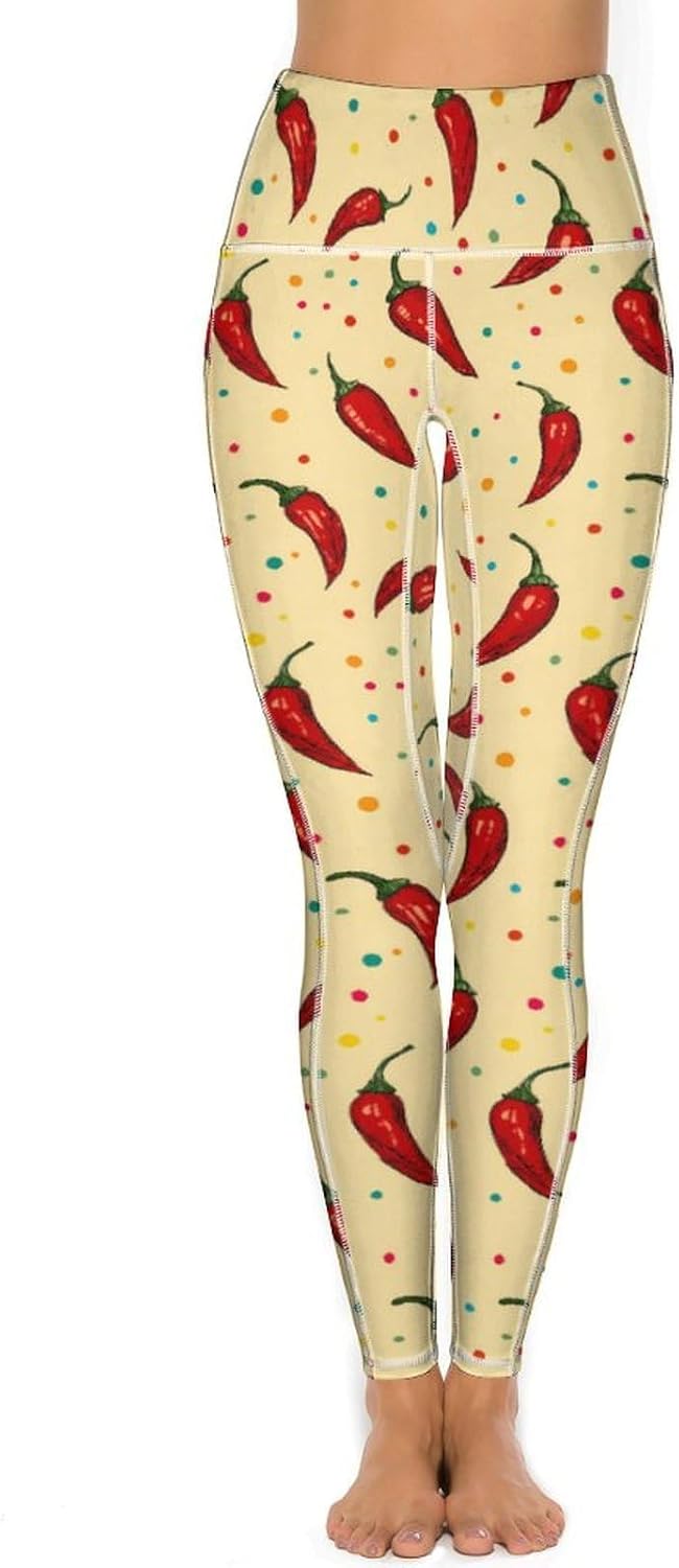 Hot Chili Peppers Colorful Dotted Printed Yoga Leggings High Waisted Soft Stretchy Workout Pants for Women XX-Large (xx_l)
