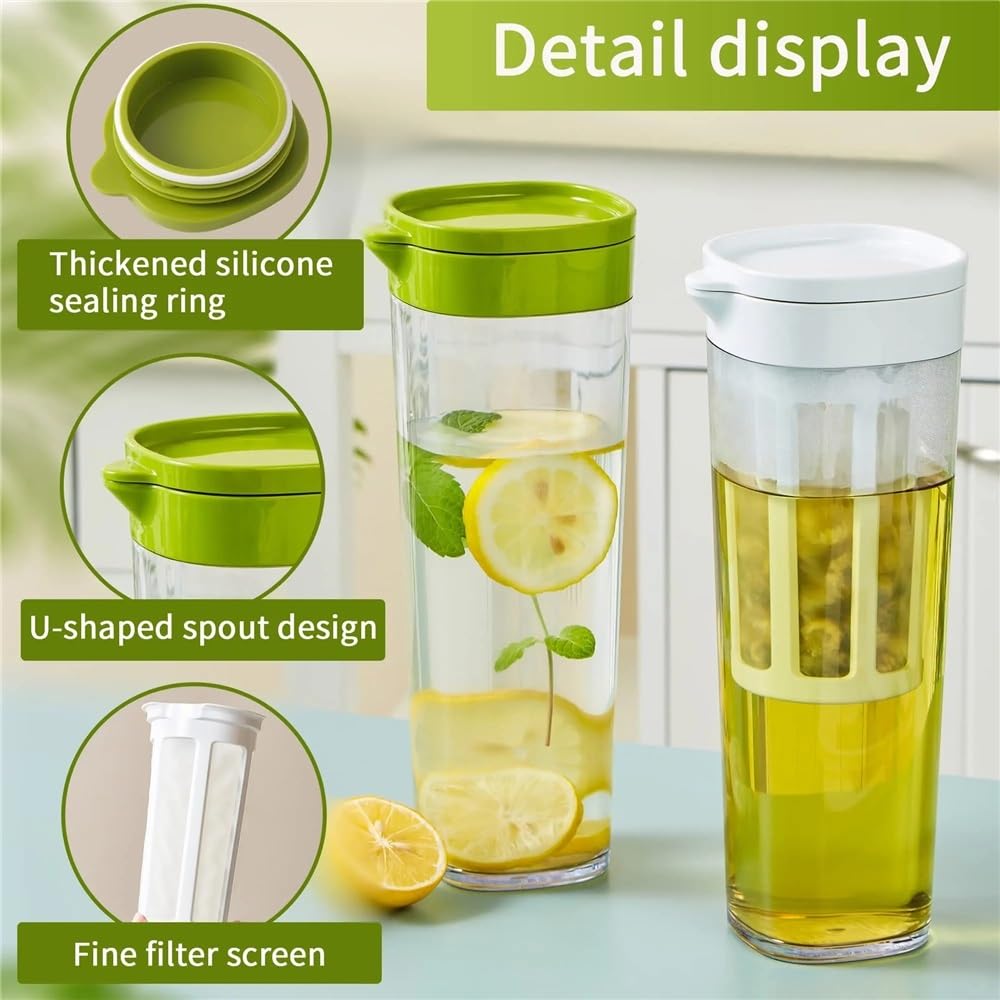 Dzban 1100 ml plastikowy dzbanek na zimną wodę, mrożoną kawę do drzwi lodówki, wykonany z mrożonej lemoniady(Biały)