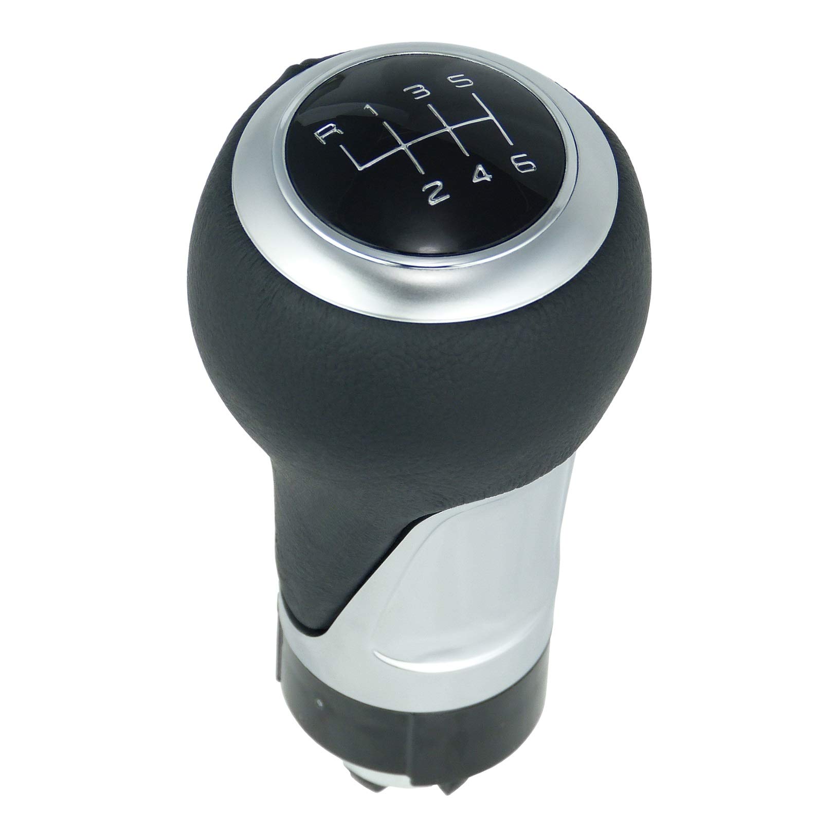 Schaltknauf für Audi A1 A3 A4 A5 A6 Q3 Q5 - 6 Gang - Schwarz - Silber - Chrom - Schalthebel - Hebel Knauf für Gangschaltung - Schaltknüppel Handschalthebel für manuelles Schaltgetriebe 12mm - A260-9