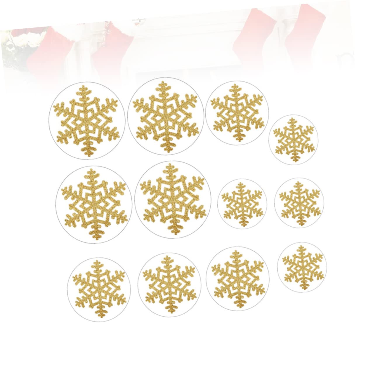 DECHOUS 3 Sets Schneeflocken-glitzeraufkleber Weihnachtsdekoration Selbstklebende Schneeflocken-wandaufkleber Für Heimdekorationen Christbaumschmuck 12 Stück * 3