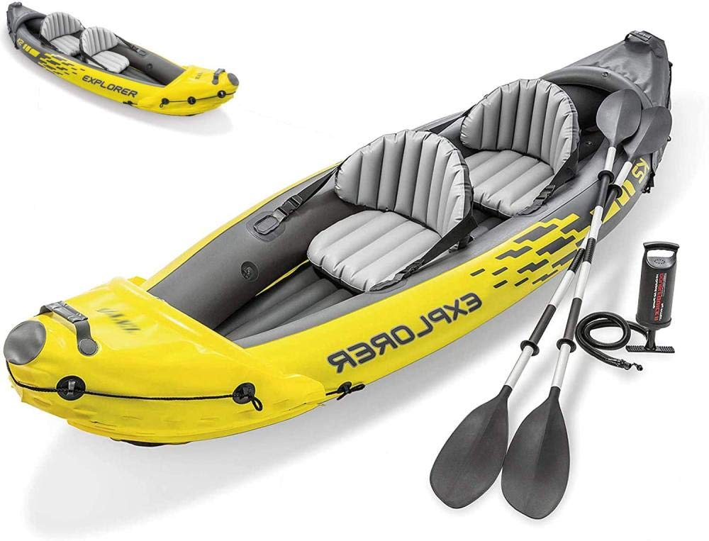 UNISEX Adventure Plus Man Canadian Canoe Inflatable Sea Kayak, Kayak Set with Aluminum Oars and High Output Air Pump