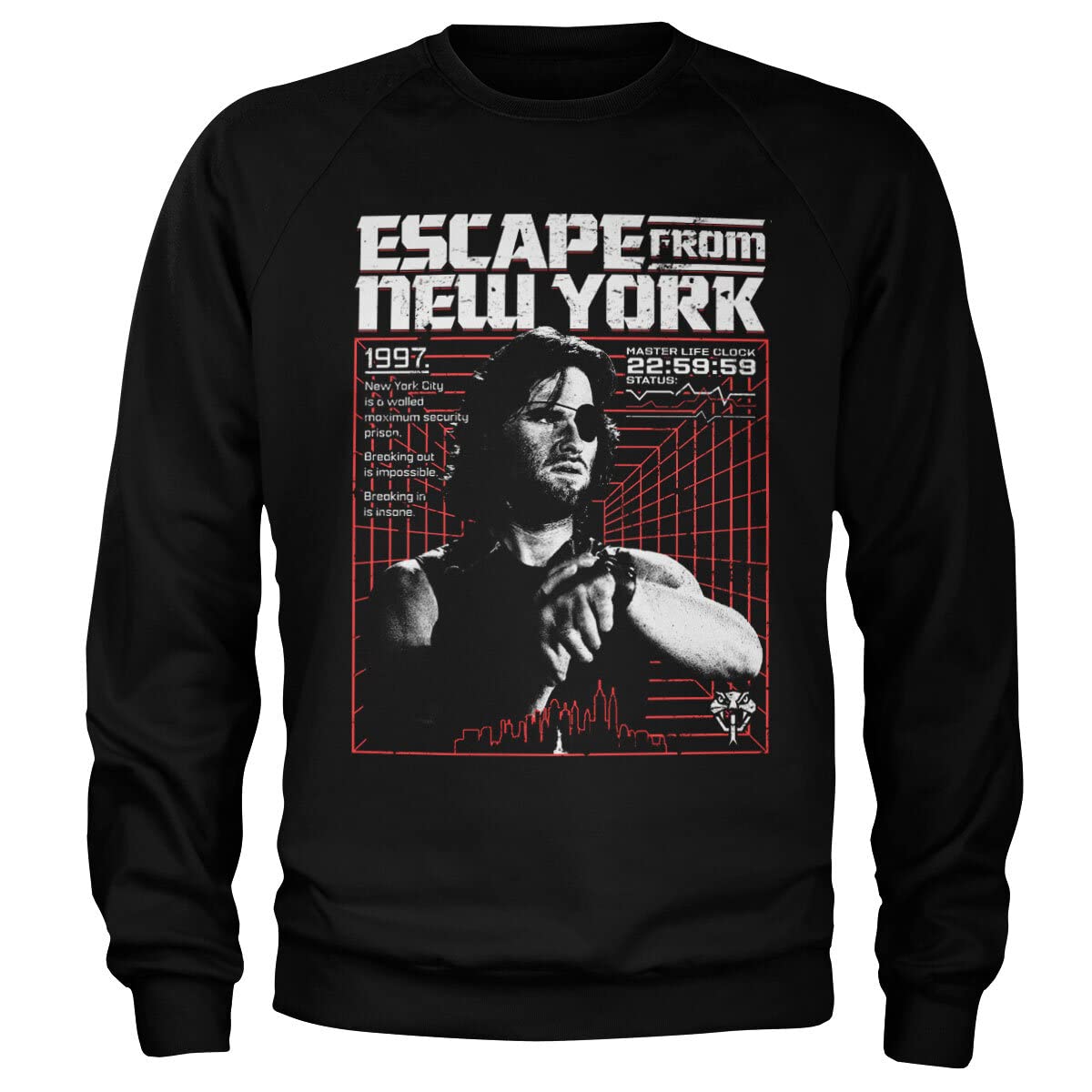 Escape From New York Officially Licensed Escape From N.Y. 1997 Sweatshirt (Black), Large