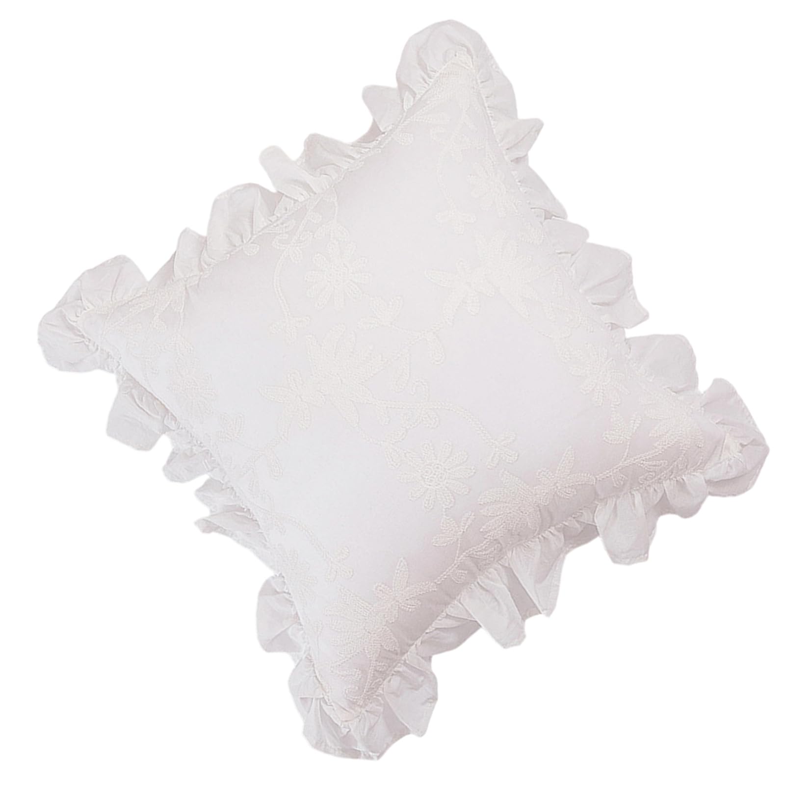 Piceioep Decorative Scalloped Pillowcase Sturdy Cotton Fiber Gentle Texture Living Room Bedroom Styling Machine Washable Ruffle Pillowcase