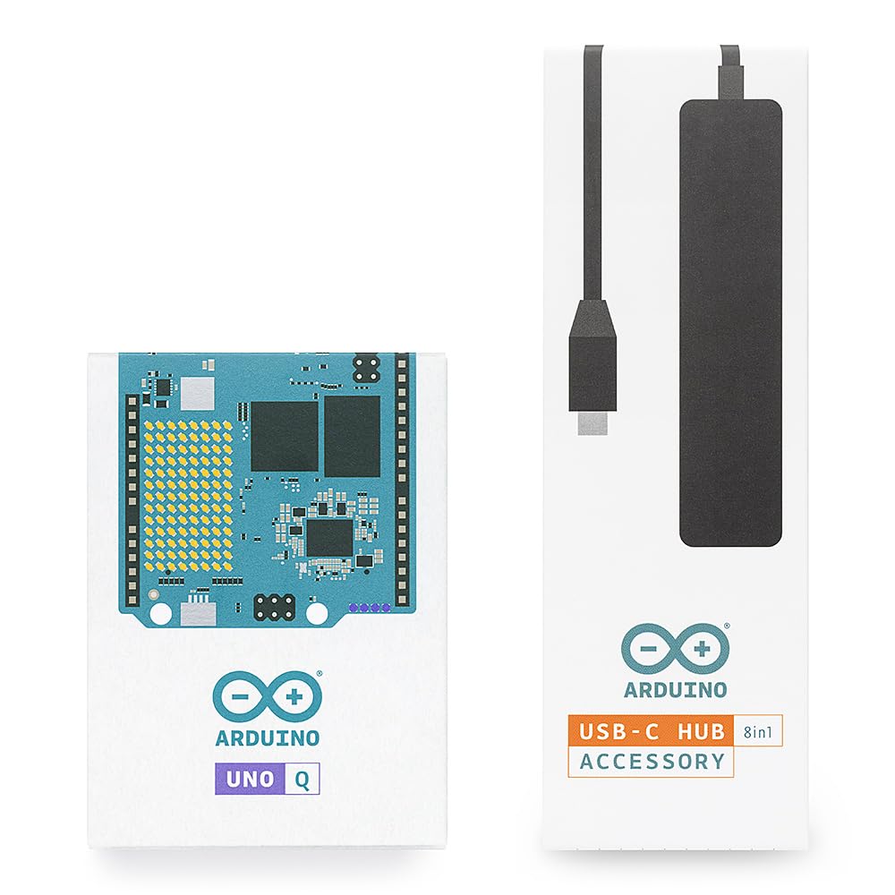 Kit Arduino UNO Q 4GB AI Board + Hub USB-C 8-in-1 con HDMI, Ethernet, porte USB, SBC Linux