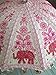 Indian Rajasthani work Handmade Designer 100% Cotton Fashion Multi Colored Umbrella Embroidery Boho Umbrellas,beach Parasol (Pink & White)