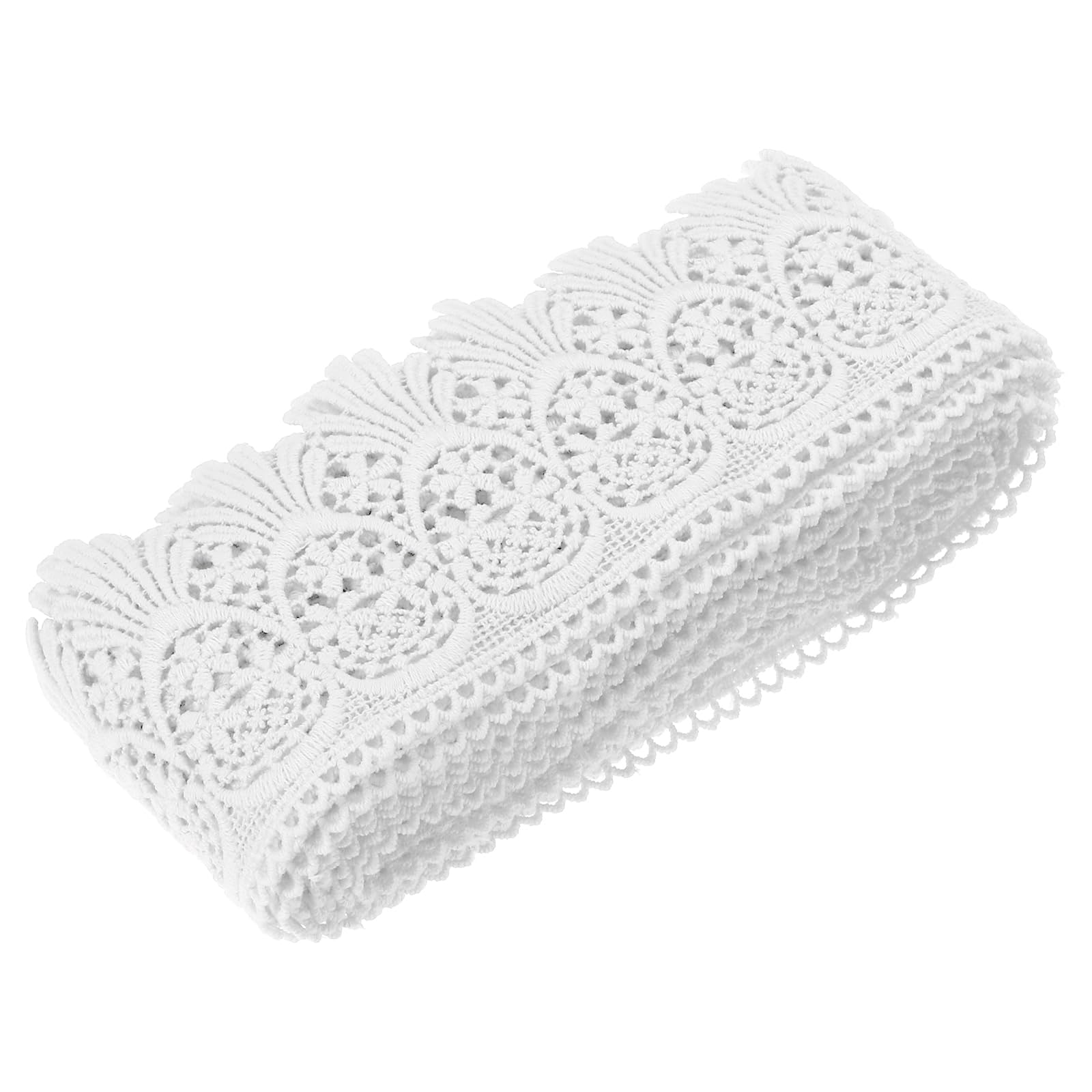 sourcing map Cotton Lace Trim Vintage Crochet 3inch x 9yard Bleach Stretch Lace Edge Ribbon for DIY Scrapbooking Clothes Curtain Slipcover Fabric