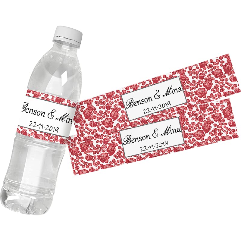 30Pcs Personalized Custom Personalized Floral Wedding Water Bottle Labels Stickers Birthday Anniversary Bride Show Graduation (C)