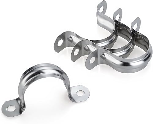 Miniatura 1 de 50 abrazaderas de tubo de acero inoxidable 304 de 1-14 pulgadas, clips de conducto con soporte en U de dos agujeros para HVACelectricidadfontanería,