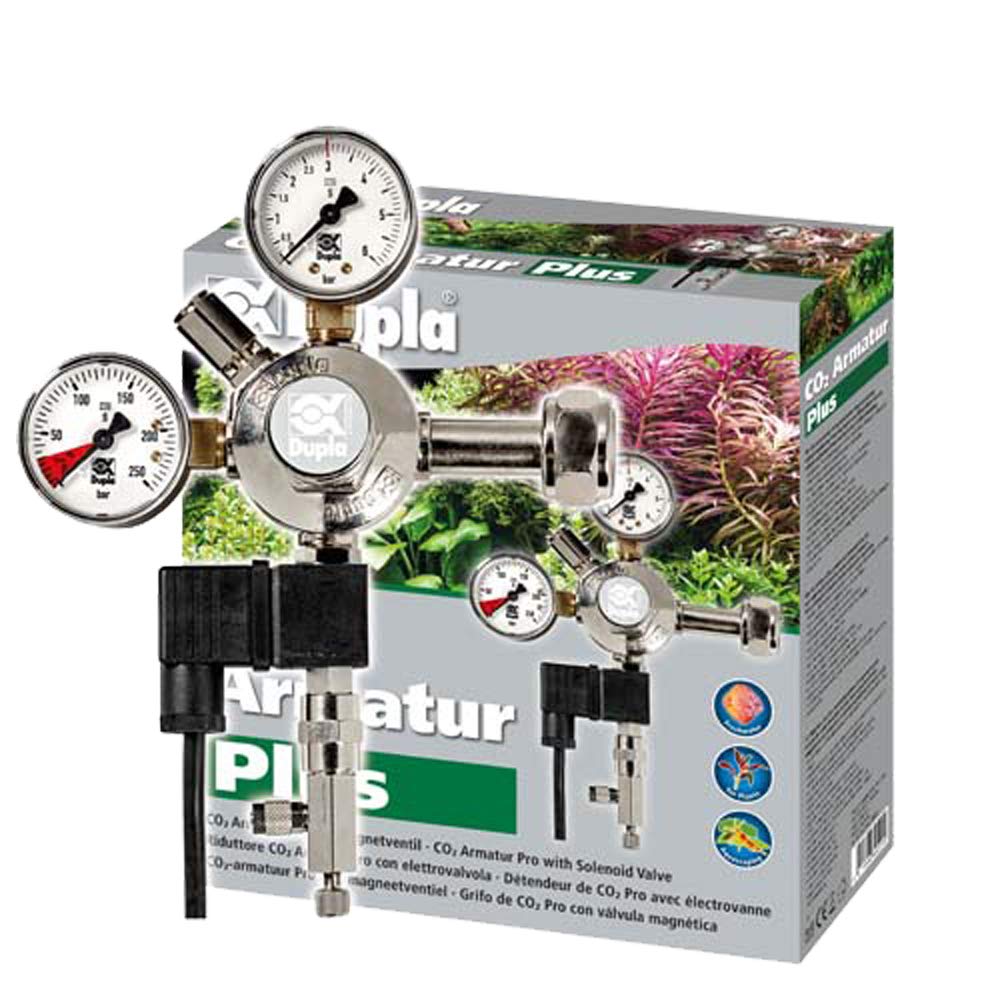 DUPLA CO2 Armatur Plus mit Magnetventil I Druckmindergarnitur I automatische CO2-Steuerung für Aquarien I Integriertes Rückflussventil