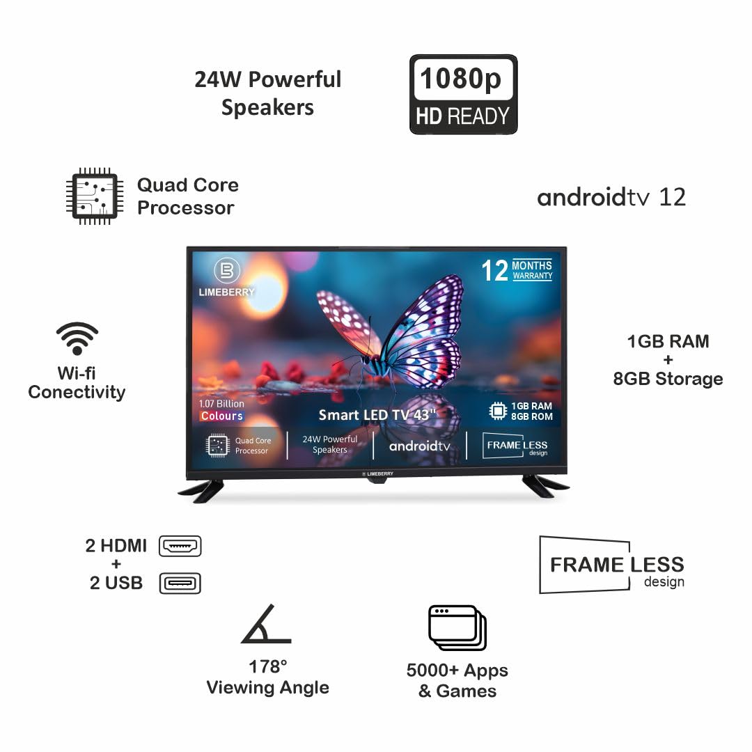 Limeberry 109 cm (43 inch) Android Smart LED TV | Full HD Android