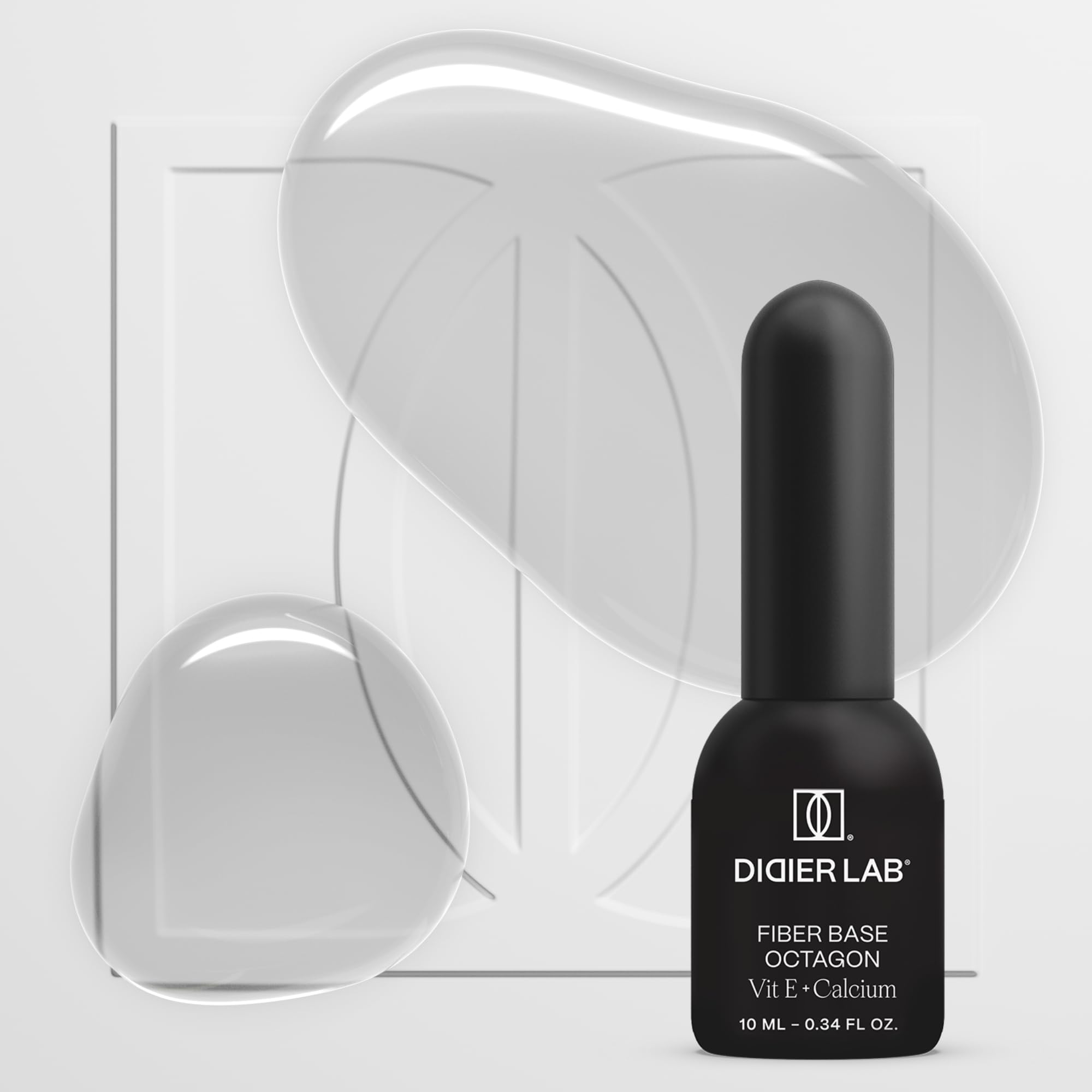 DIDIER LAB Włókno bazowe Octagon i top coat No Wipe Glitter Silver Set - mocne wzmocnienie paznokci i srebrne wykończenie o wysokim połysku - zestaw żelowych paznokci o długiej żywotności - 2×10ml