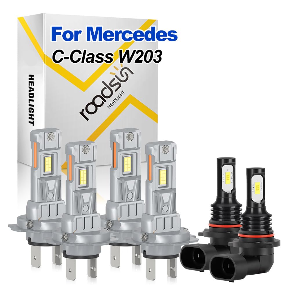 Kit Lampadine LED Per Auto, 120W, 12V 6000K Bianco, Abblaglianti H7, Anabbaglianti H7, Fendinebbia 9006 HB4, Fari LED antiabbagliamento, For Mercedes C-Class W203 2000-2007