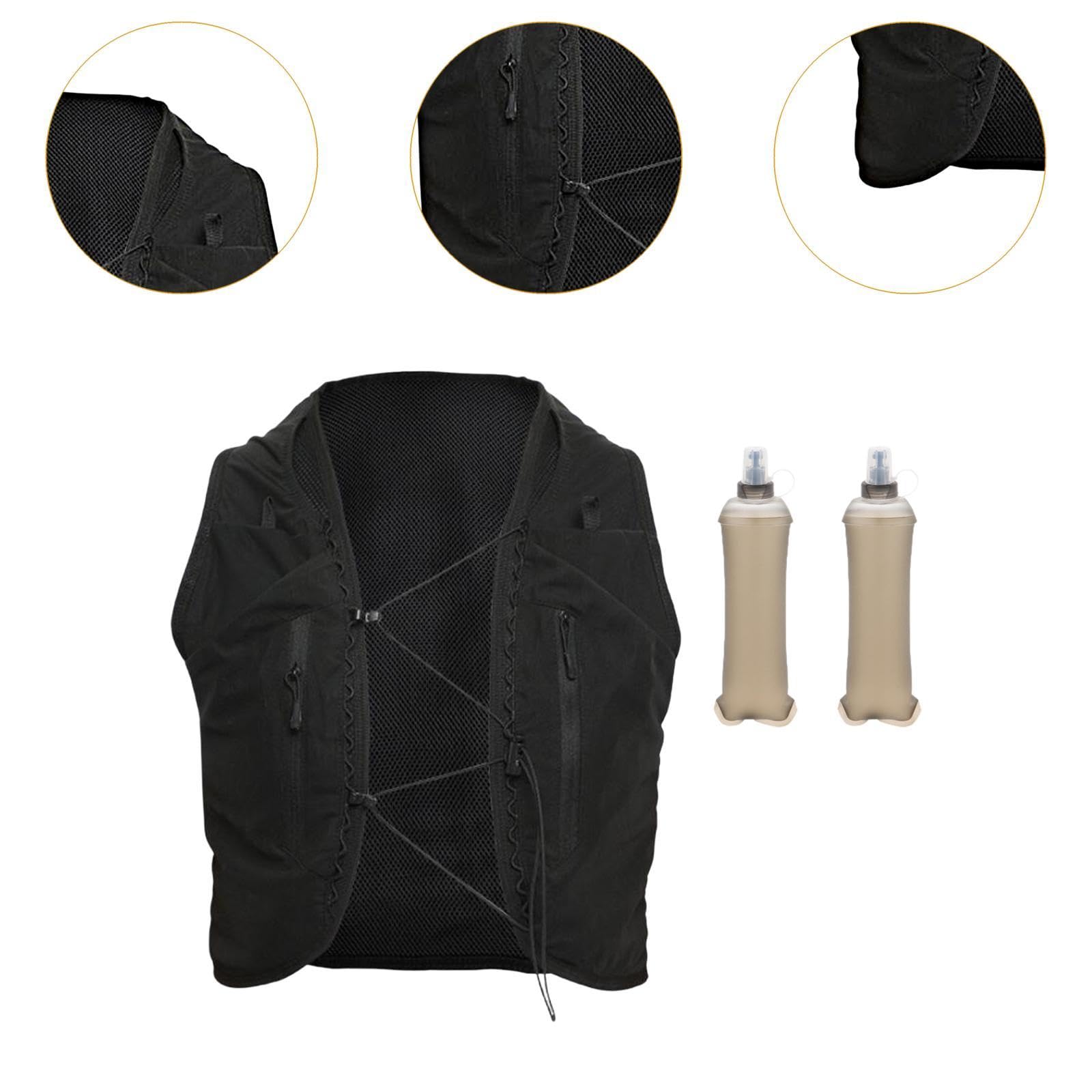 Gilet D'hydratation, Sac D'hydratation avec 2 Bouteilles d'eau, Sac à Dos de Jour, Sac d'eau Léger pour La Course à Pied, Le Camping,