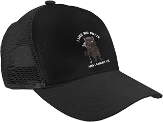 Unisex Original Classic Baseball Cap Adjustable Golf Cat I Like Big Putts and I Cannot Lie Golfing Mesh Cap Dad Hat Black