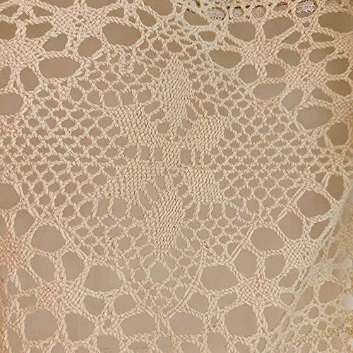 Cortina corta de lino con tejido hueco retro para ventana de cocina de 150x55 cm 6