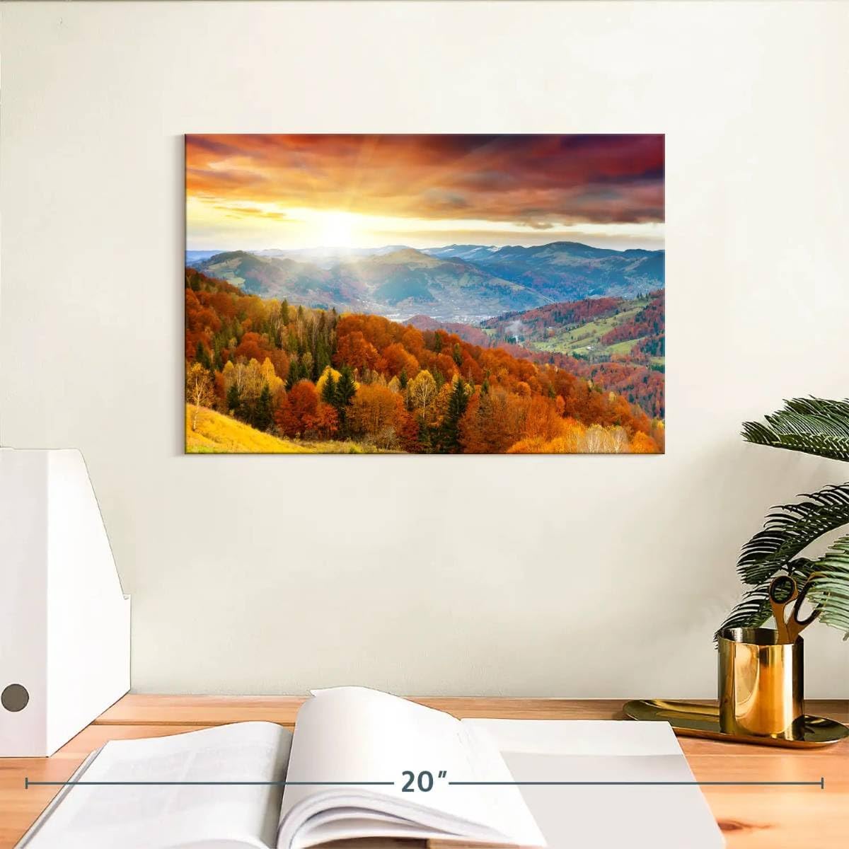 ElephantStock Mountain With Trees Canvas - 1 Panel Pictures Wall Decor - Nature Wall Art, Mountain Canvas Photography - Mountains Wall Art for Nature Lovers - 12" X 8"