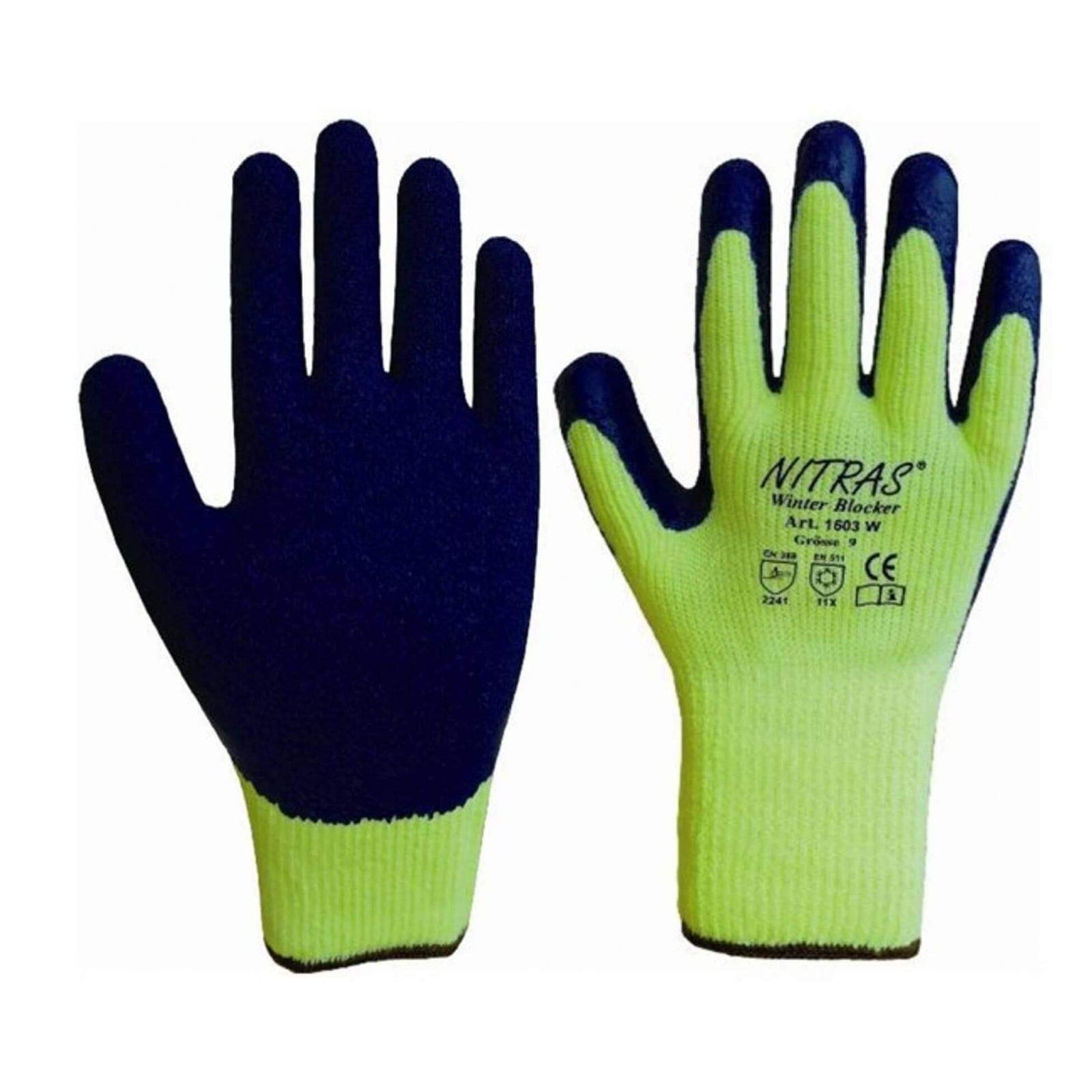 NITRAS 1603W Winter Blocker Winterhandschuhe Arbeitshandschuhe - verschiedene Größen - Set 72 Paar, Größe:9 (L)