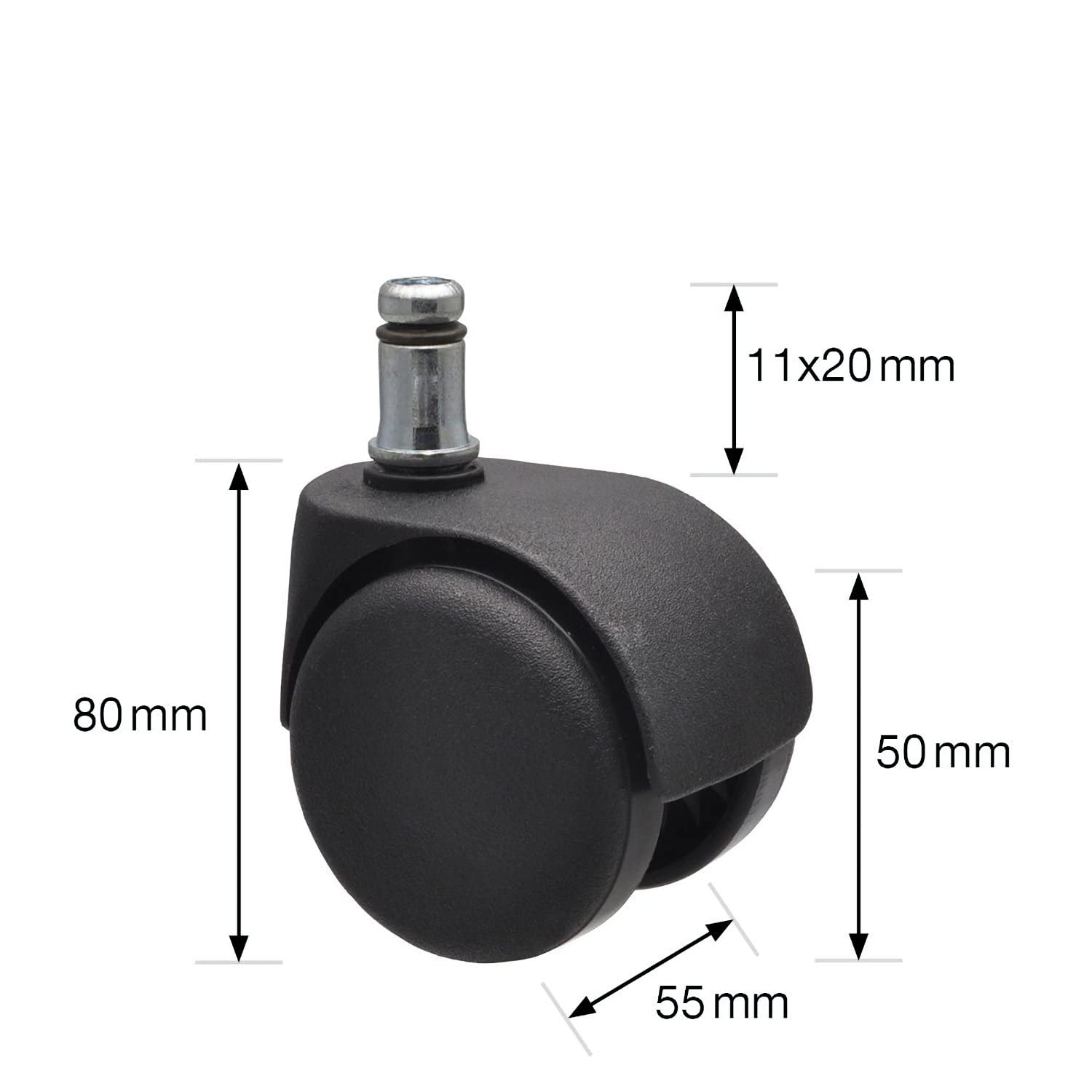 WAGNER swivel chair castors/office chair castors, 5pcs. set, HARD, diameter diameter 50 mm, interval braked - Image 2