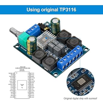 2Pcs Digital Amplifier Board,TPA3116D2 Dual Channel Audio Stereo AMP High Power Digital Subwoofer Power Amplifier Board 2x50W 5V 12V 24V for Store Solicitation Home Theater Square DIY Speakers