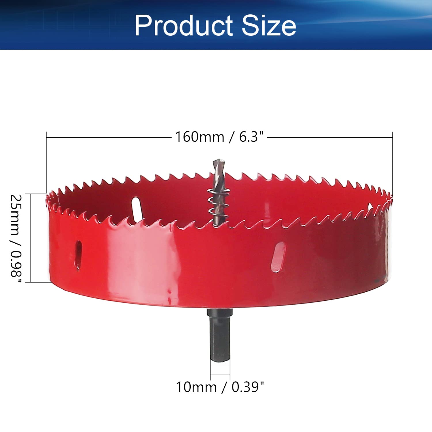 Auniwaig Bimetal, otwornica 16 cm, głębokość cięcia M42 HSS, frez do drewna, sklejki, PVC, płyty gipsowej, 1 szt., czerwona