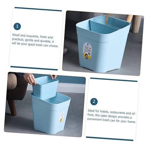 Miniatura 8 de Zerodeko Cubo de basura de cocina de doble compartimento, 2 compartimentos, cesta de basura de plástico para oficina en casa, color azul