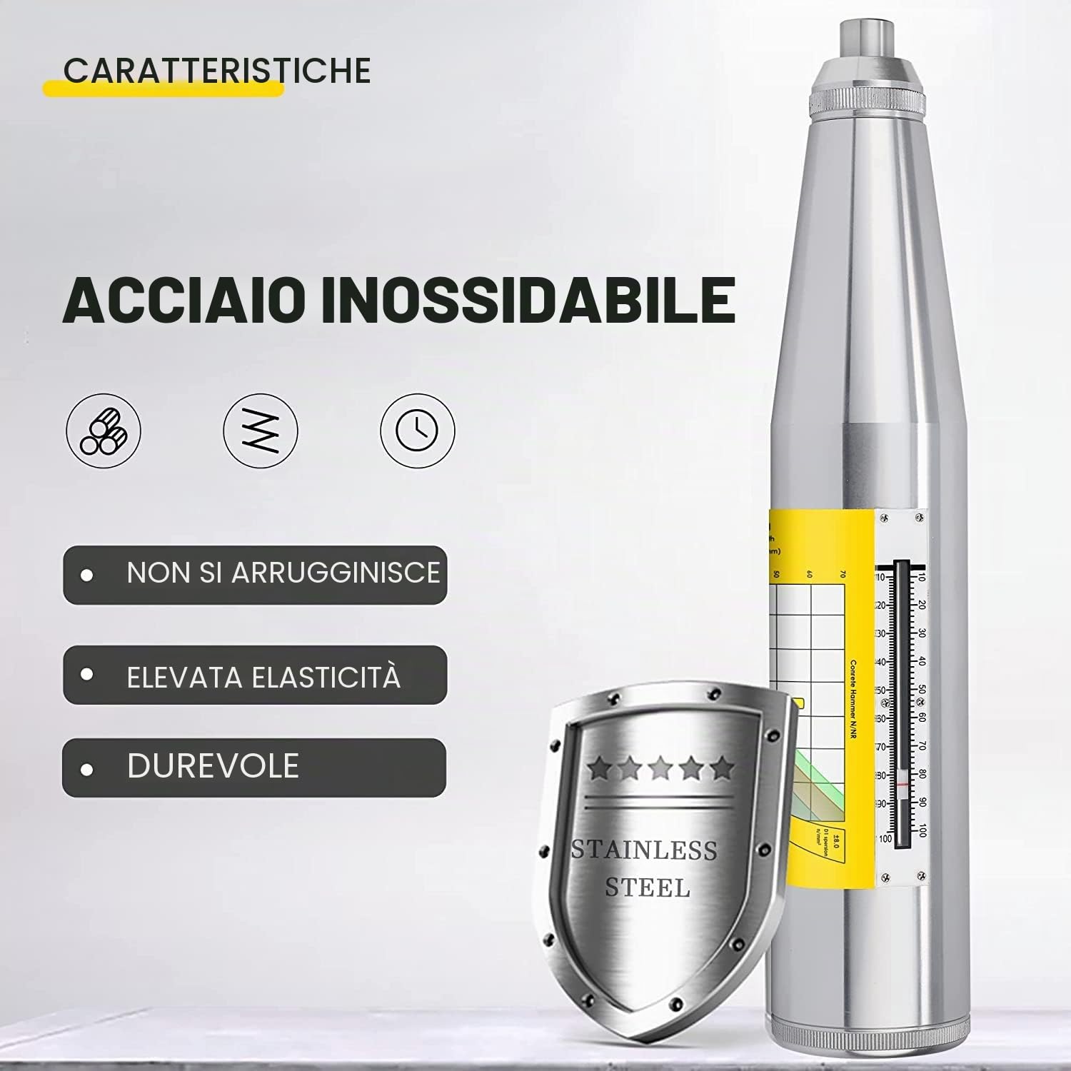CGOLDENWALL Sclerometro per Calcestruzzo con Manuale Italiano Resiliometer Sclerometro nell' Ambito di 10-60 Mpa ZC3-A