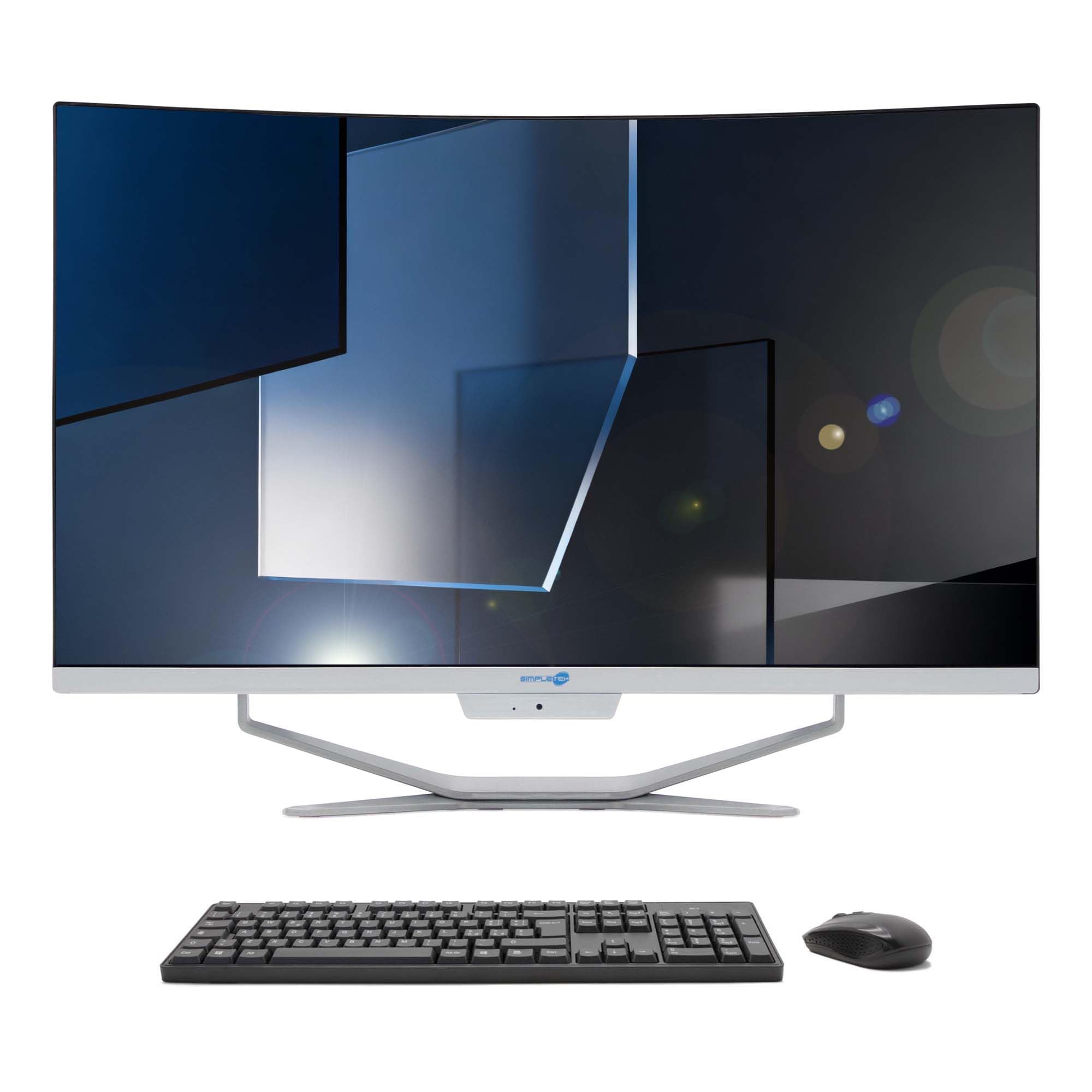 SIMPLETEK All in One AiO 27” FHD Curvo Windows 11 i5 fino 2,30 GHz 16 GB RAM 960 GB SSD Mouse Tastiera Wireless inclusi Webcam PC Gaming Curved Streaming Casa Lavoro Computer per Ragazzi