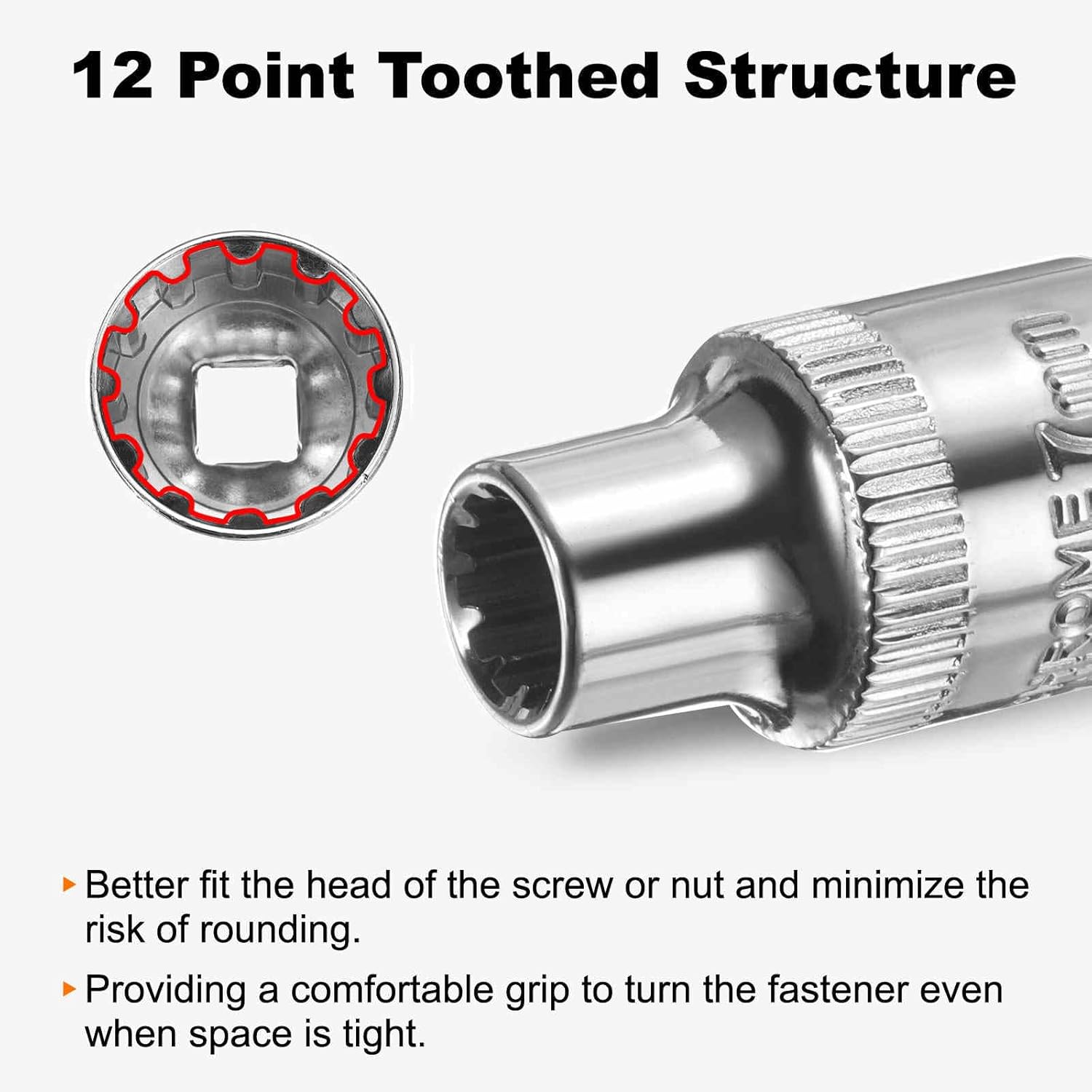 HARFINGTON 12 Points Socket 3/8" Drive 7mm Metric Shallow Impact Socket Cr-V Steel Chrome Plating Flip Sleeve Nut Driver Wrench for Home Auto Nuts Bolts Repair