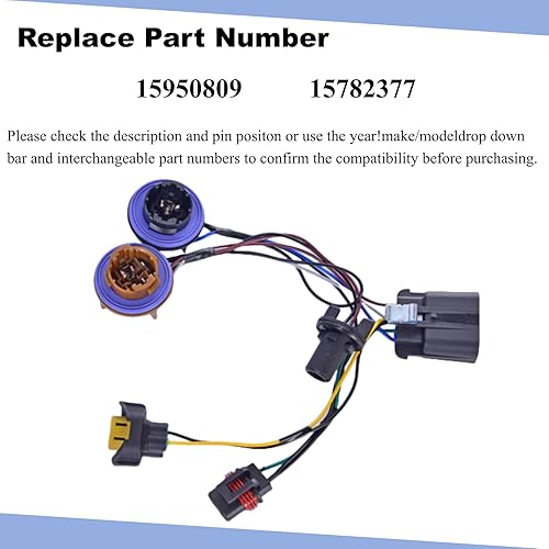 Miniatura 3 de Arnés de cableado de faros delanteros, compatible con Chevy Tahoe Suburban Avalanche GM SUV 15950809 15782377 - Cable de enchufe de lámpara