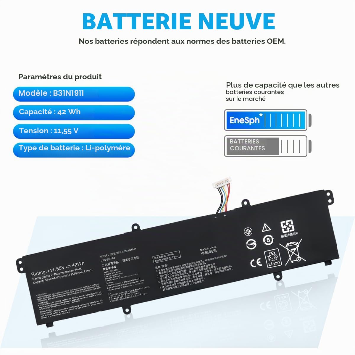 B31N1911 Laptop-Batterie Compatible avec ASUS VivoBook Flip TM420I TM420IA TM420U TM420UA K413E S413DA M413D S413JA X413F D413D S433E S433F F413FA F413JA R413D R413DA X421 TP420 TP470E C31N1911