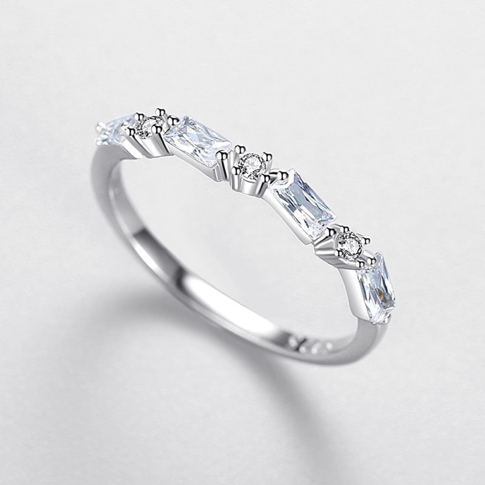 Anillo de oro para mujer, anillo de boda de oro real con diamante cultivado en laboratorio, alianzas de boda de oro blanco, media eternidad, para mujeres
