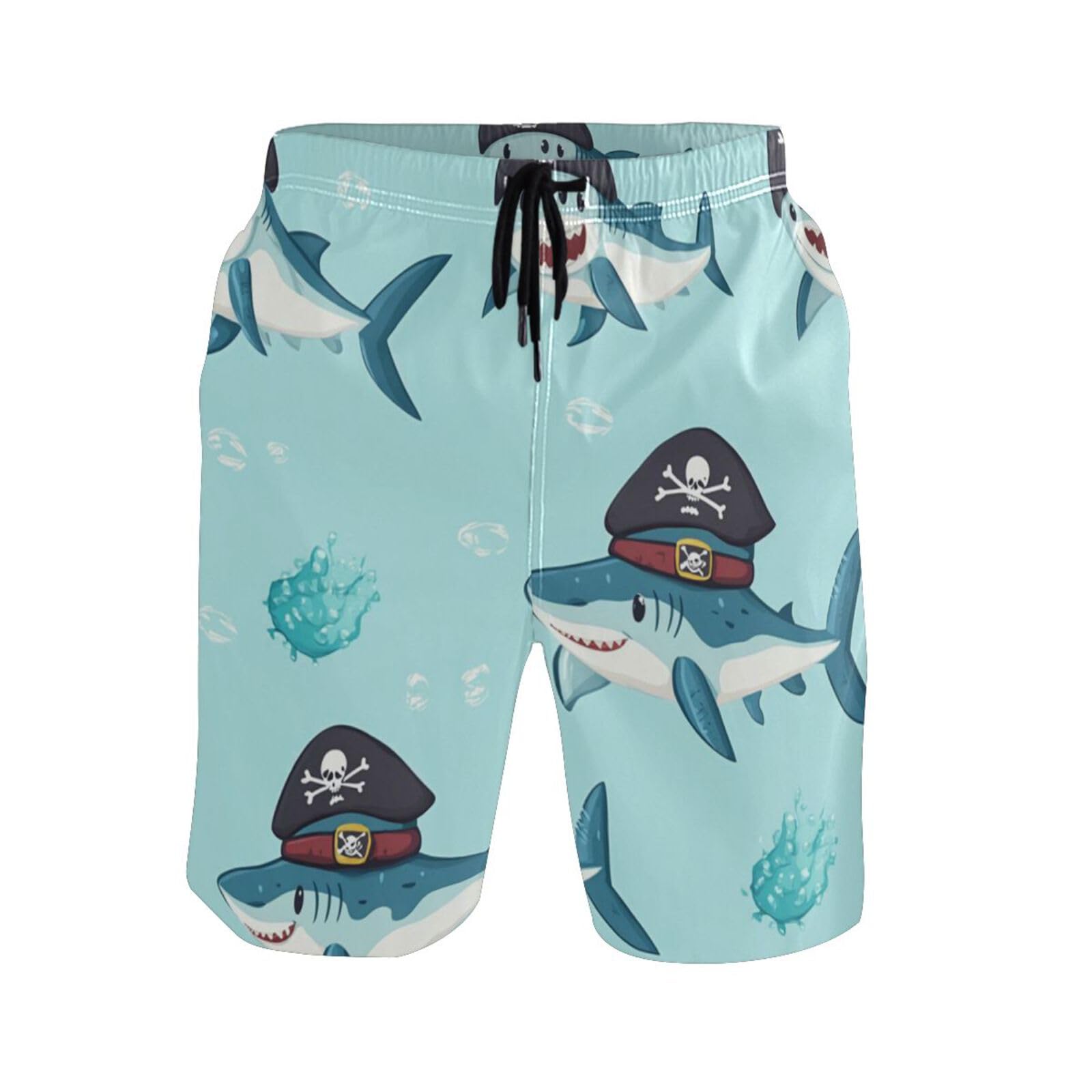 Shorts De Baños Tiburón con Sombrero De Pirata Cortos De Baños Trajes De Baño Hombrecon Cintura Elástica Trajes De Baño Swimwear para Tenis Playa Gimnasio