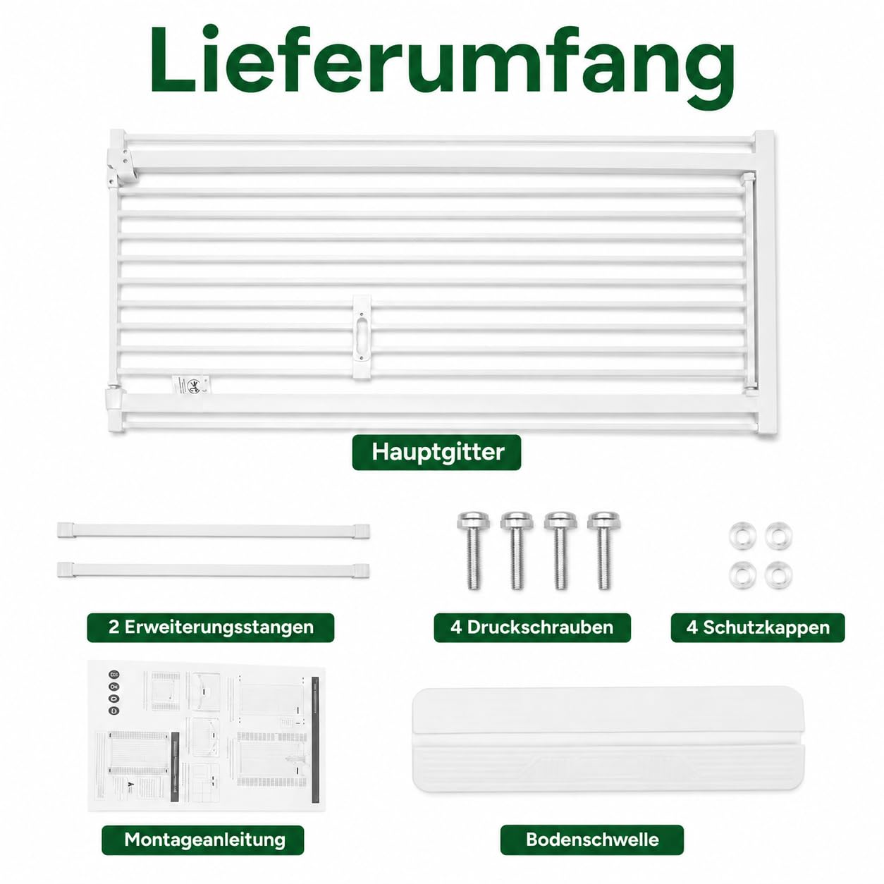 Türgitter 150cm ausziehbar mit Einhandgriff und Selbstschluss