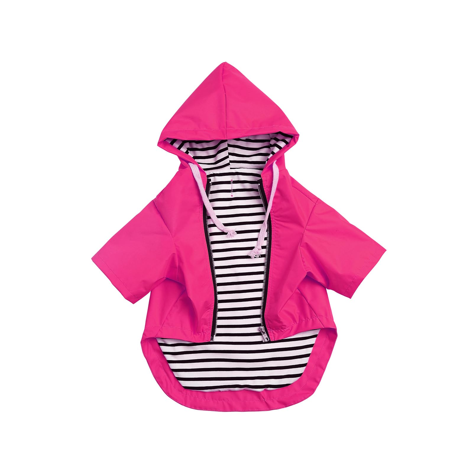 Dog Raincoat rain Jacket Raincoat Dogs Waterproof Small Medium Breeds Zip Closure Storage Pocket Harness Hole Pink L