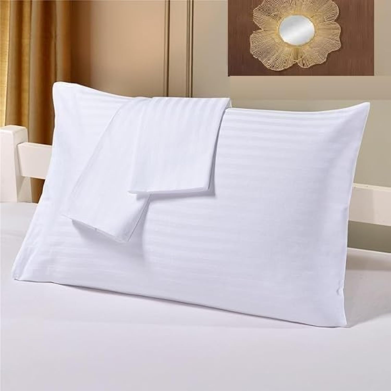 White Pillow Covers - King Size - White Striped - Pack of 2 - Super Soft Sleeping Pillow(50x 75cm), Soft & Silky Stuff Best for Your Beautiful Skin and Hair - Hypoallergenic-Hotel Quality Pillow Case